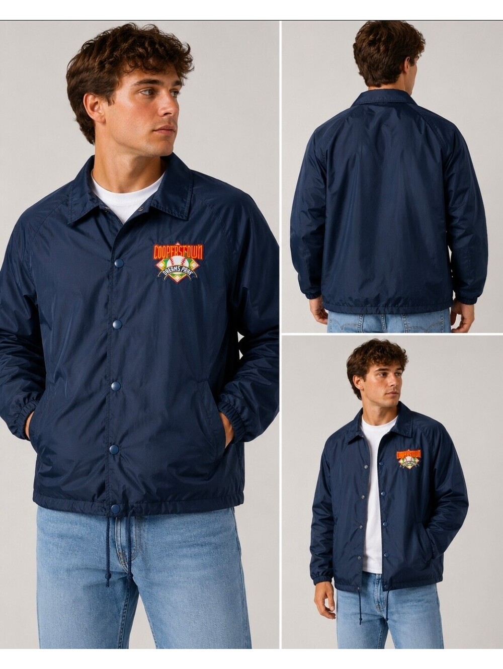 Cooperstown Dreams Park Authentic Jacket Mens M Navy Baseball Windbreaker